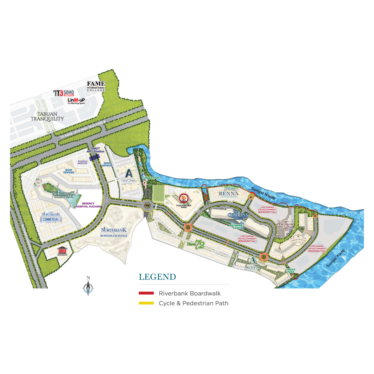 NorthBank Central Site Plan — Block A B C D layout